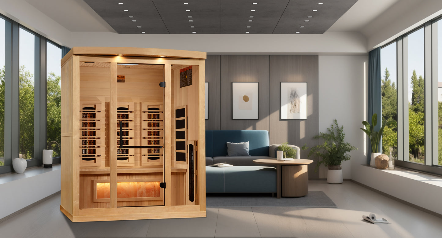 8030-03 Salt, Full-Spectrum - 0EMF Far IR Sauna 3 Person