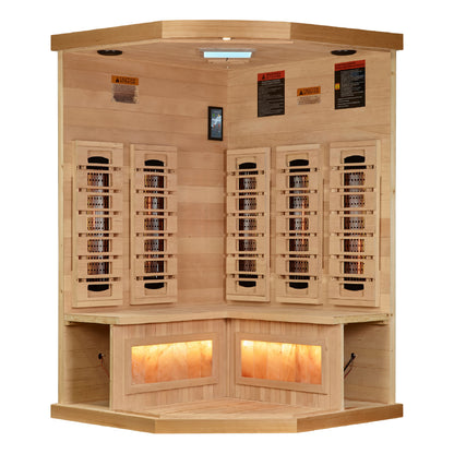 8035-03 Salt, Full-Spectrum - 0EMF Far IR Sauna Corner 3 Person