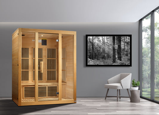 Maxxus "Bellevue" 3 person Low EMF FAR Infrared Sauna Canadian Hemlock J306-01  Low EMF 3 Person Sauna