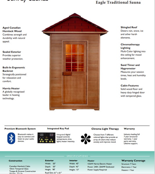 Eagle 2-Person Outdoor Traditional Sauna