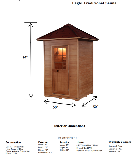 Eagle 2-Person Outdoor Traditional Sauna